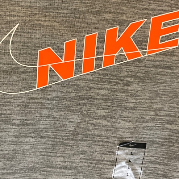 Nike Heather Gray Hoodie with Bright Orange Accents - Picture 3 of 5